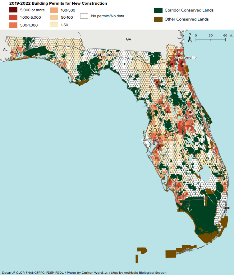 Over 450,000 permits for new building were issued statewide between 2019 and 2022. Note that data were not available for some areas shown in white.