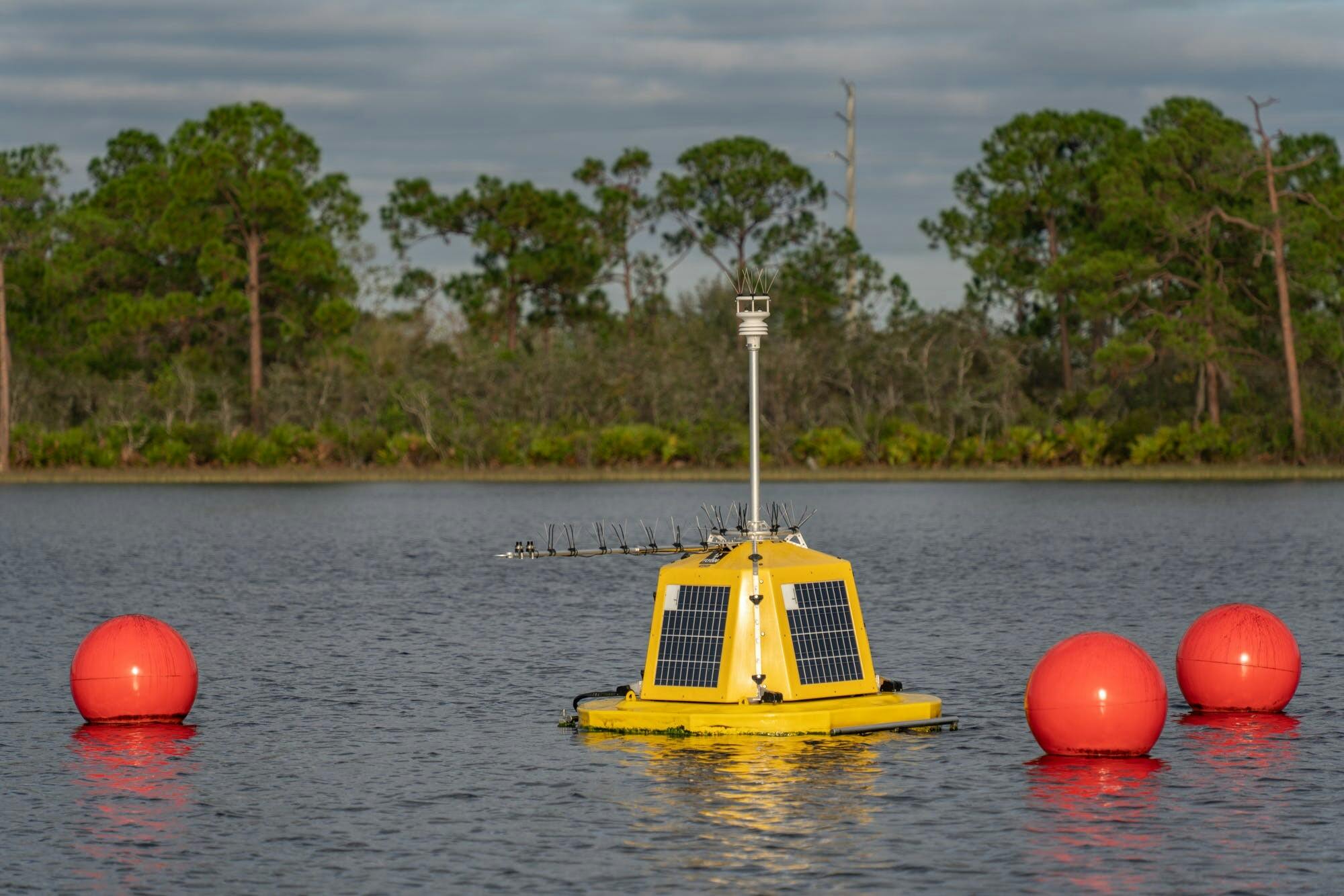 Lake Annie Buoy deployed, June 2022. Photo by Kevin Main