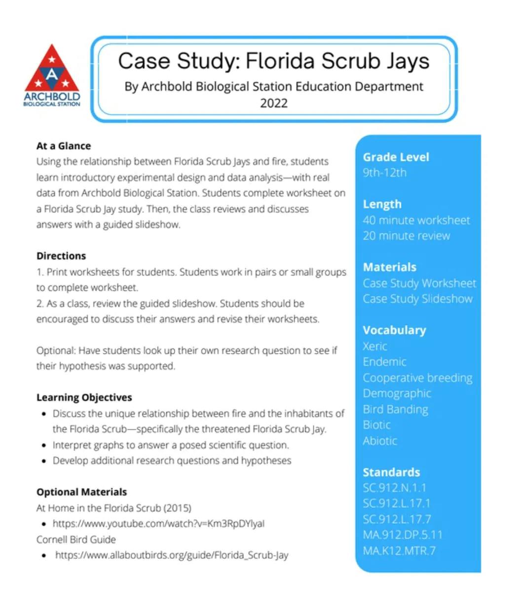 Case Study Scrub Jays