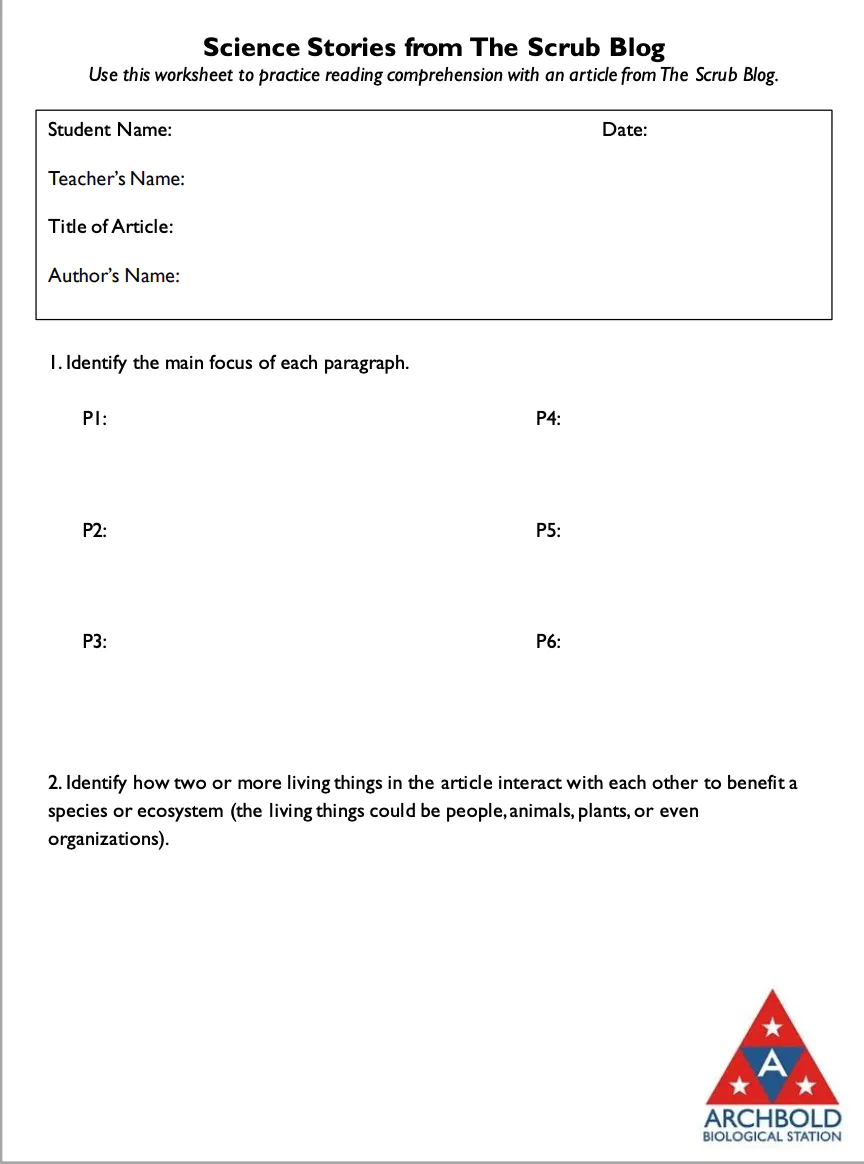 4th Grade Reading Worksheet